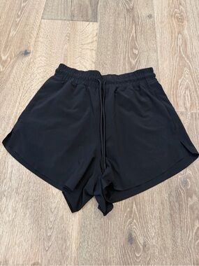 Athleta Black Elastic Waist Athletic Shorts with Drawstring